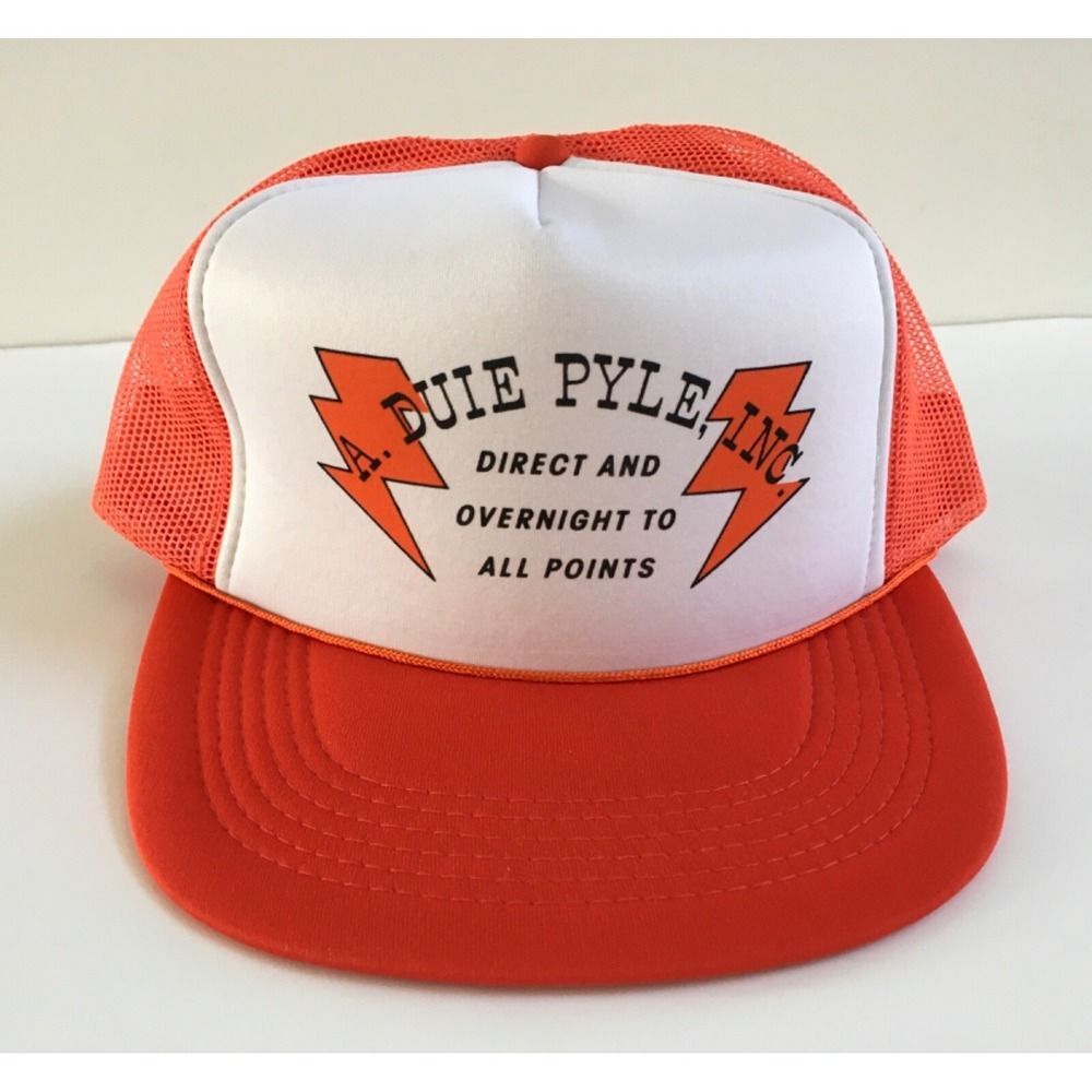 VTG A. Duie Pyle Inc. Mesh Snapback Trucker Cap Hat Foam Lightning Bolt Trucking